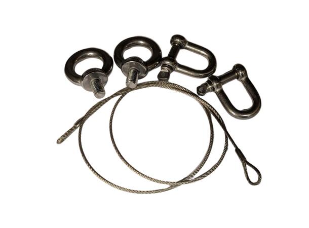 Chalmit EVO SST Safety Rope Assembly D Shackle , Eye Bolts, 1m Wire 3mm Rope