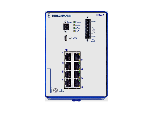 Hirschmann BOBCAT 8xTX with PoE+ BRS22-08009999-TPDU99HHSESXX.X.XX